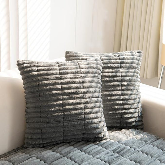 GKXLH Thick Sofa Throw Pillow Cover - 1PC Solid Pillowcase Soft Throw Pillow Case, Pillow Cover for Couch Sofa Home Decoration (Dark Grey, Pillowcase 45x45 cm) | Soft Corduroy Sofa Cover, Corner Sofa Cover for Dogs, Sofa Cover Protection for Living Roo... by GKXLH