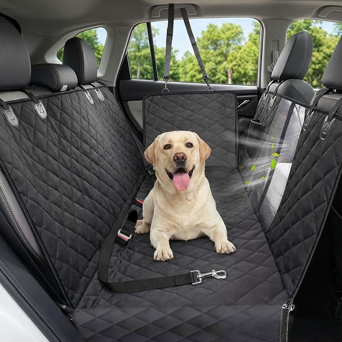 Victoper Dog Car Seat Cover, 600D Heavy Dute Car Seat Cover for Dogs Pets, 100% Waterproof Anti-Scratch Nonslip Dog Hammock for Cars, Seat Covers Protector with Seatbelt for Sedan SUV Truck XL Black by Victoper