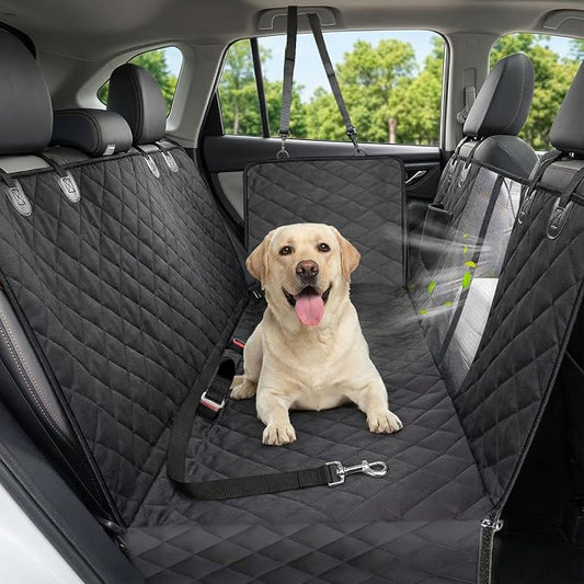 Victoper Dog Car Seat Cover, 600D Heavy Dute Car Seat Cover for Dogs Pets, 100% Waterproof Anti-Scratch Nonslip Dog Hammock for Cars, Seat Covers Protector with Seatbelt for Sedan SUV Truck XL Black by Victoper