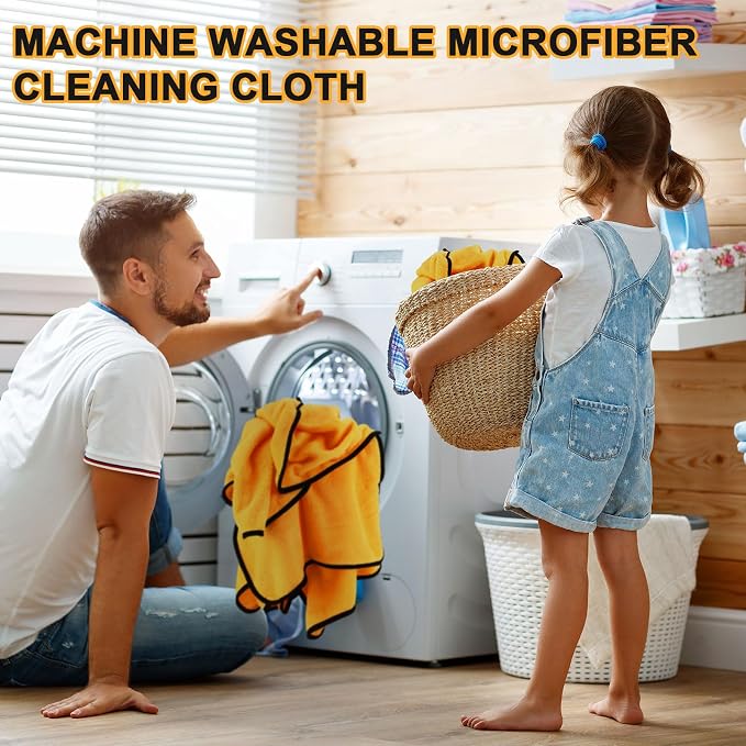 Tallew 80 Pcs Yellow Microfiber Towels: 16"x16" Microfiber Drying Towels Bulk Micro Fiber Car Cleaning Cloth for Cars Drying Washing Polishing Cleaning Household Supplies - Image 3