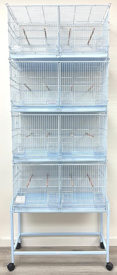 Lot of 4 Stackable Breeder Bird Flight Cage Side Breeding Nest Door with Removable Center Divider Side Breeding Nesting Box Door with Removable Rolling Stand by Mcage