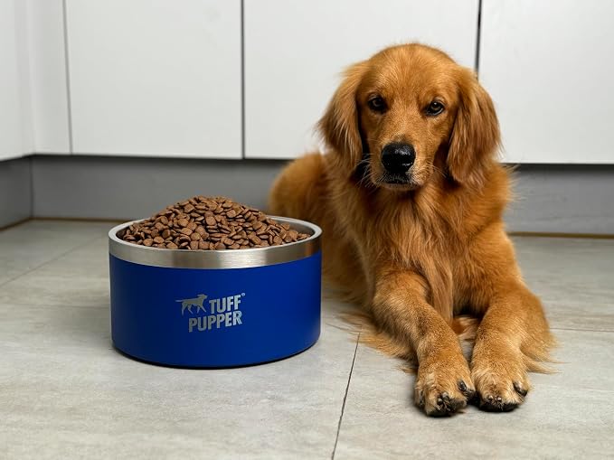Tuff Pupper Heavy Duty Insulated Dog Bowl | Double Wall Stainless Steel Dog Food Dish | Non-Slip Spill Proof Dishwasher Safe Cat Bowl | Water Dish for Feeding Large Medium Small Pets (188oz, Blue) - Image 2