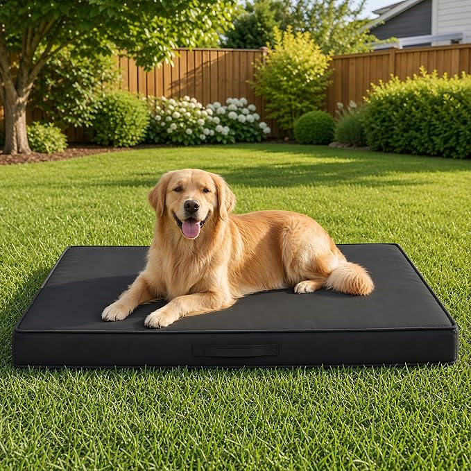 Outdoor Dog Bed Large Sized Dog, Waterproof Extra Large Dog Bed, 44x32x3.5 Inch, Orthopedic Dog Bed with Removable Washable Cover, Rectangle Egg Crate Foam Pet Bed for Outside, Dark Grey by Aeroluxe