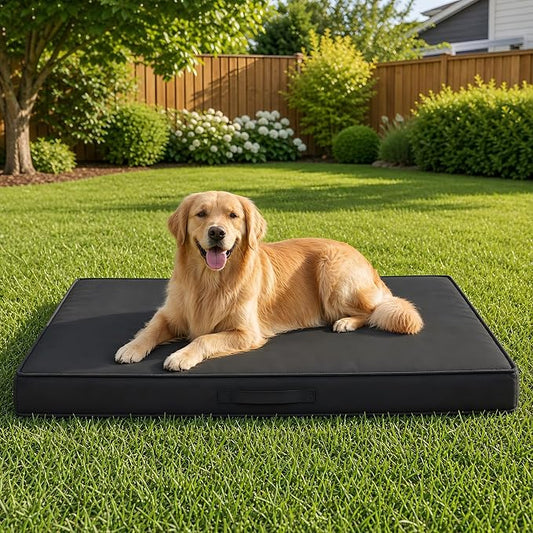Outdoor Dog Bed Large Sized Dog, Waterproof Extra Large Dog Bed, 44x32x3.5 Inch, Orthopedic Dog Bed with Removable Washable Cover, Rectangle Egg Crate Foam Pet Bed for Outside, Dark Grey by Aeroluxe