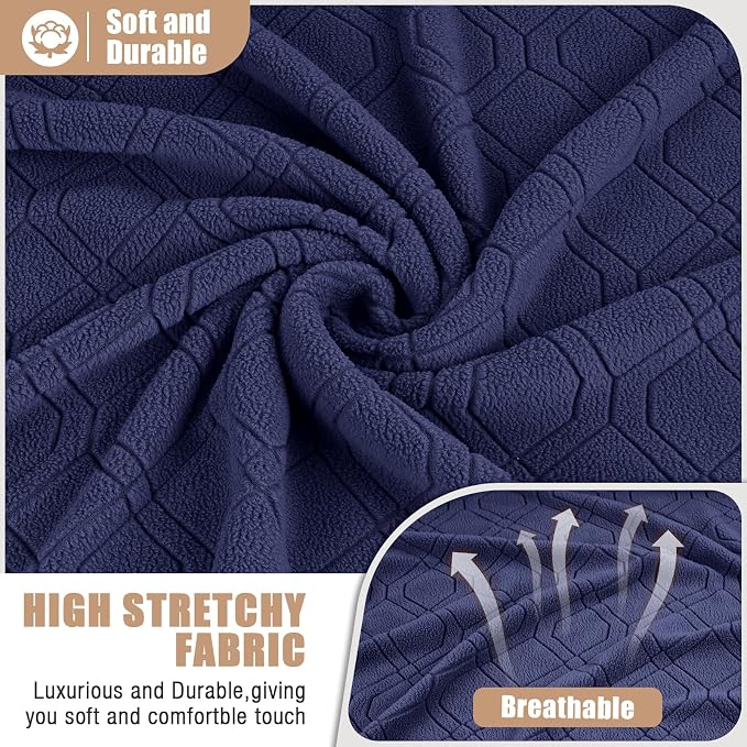 VANSOFY Stretch Recliner Loveseat Cover with Middle Console, Navy Blue | 4-Pieces, Soft Furniture Protector, Washable Slipcover with Pocket, Pets Sofa Cover, High Stretchy fabric Couch Cover - Image 3
