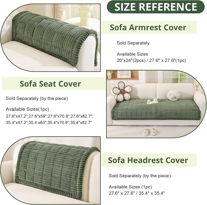 OstepDecor Couch Cover for Dogs, Washable Non Slip Sofa Cover for Pets, Soft Couch Covers for Sofa, Loveseat and Sectional, Furniture Protector Against Pet Hair & Scratches (35.4" x 47.2", Moss Green) - Image 3