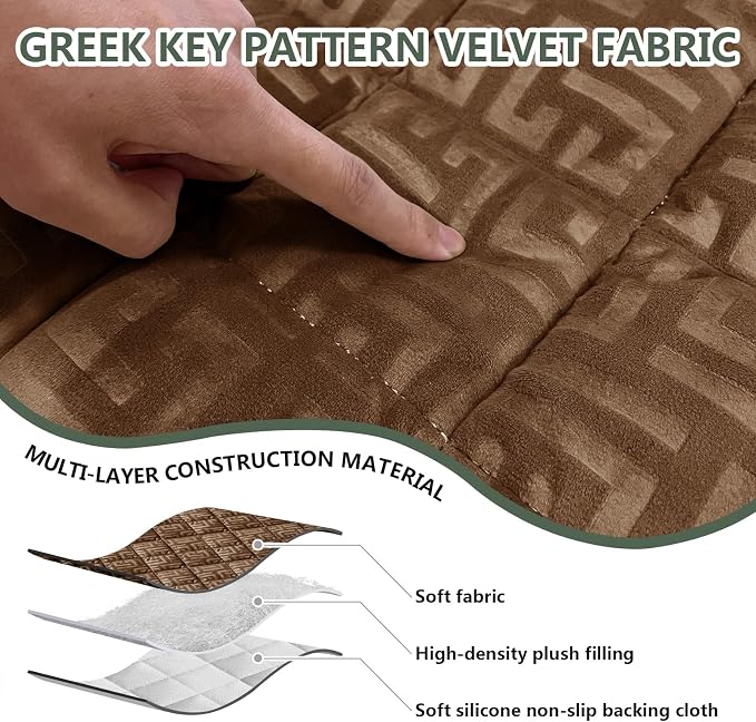 Paw Cart Couch Cover Caravan Quilted Sofa Topper Greek Key Pattern Washable Non Slip Soft Pet Protector for Any Type of Couch (Pumpkin,W 35“ x D 35” 1 Piece) - Image 5
