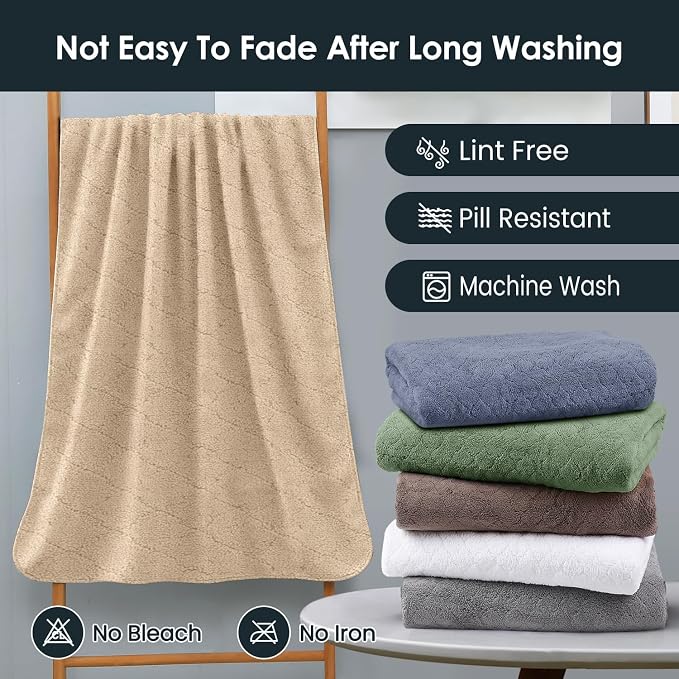 JML Bath Towels, Pack of 4, 30"x60", Large, Camel | Hanging Loop, Super Soft, Absorbent, Lint Free, Fade Resistant, Lightweight, Quick Dry, Use for SPA , Sauna, Salon Hair Wrap - Image 6