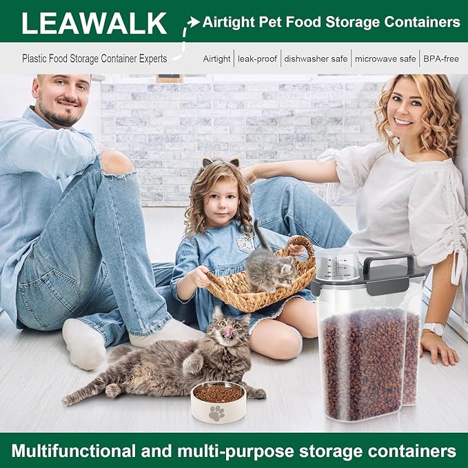 LEAWALK 5Lbs Airtight Cat Dog Food Storage Container with Upgraded Large Nozzle BPA-Free, Pet Food Storage Containers for Rice, Grain, Pet Food, Flour, Dog Treat Storage (Dark Gray, 5L-1pack) - Image 6