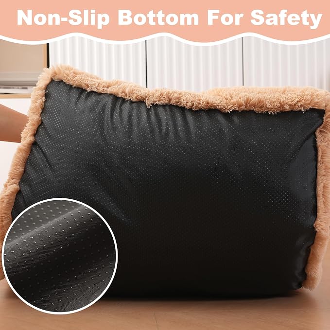 Bedfolks Plush Waterproof Dog Crate Bed, Removable Washable Cover, Faux Fur, Fluffy Kennel Bed 17"x12", Camel - Image 6