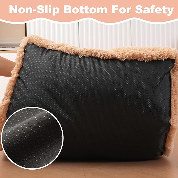 Bedfolks Plush Waterproof Dog Crate Bed, Removable Washable Cover, Faux Fur, Fluffy Kennel Bed 17"x12", Camel - Image 6