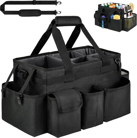 Cleaning Caddy Bag,Large Cleaning Supplies Organizer with Handle for Housekeepers, Black by ZIOZERTT