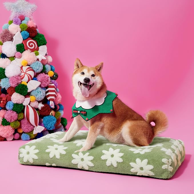 LE SURE Cute Aesthetic Dog Bed for Crate,Jacquard Thick Pet Pillow 35x22 | Shredded Chopped Foam,Modern Plush Crate Cushion Gift for Large Dog, Waterproof Washable Cover, Nonslip Bottom, Green - Image 7