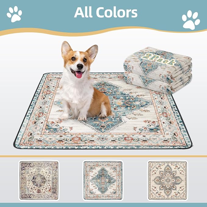 SCLOSE Washable Pee Pads for Dogs Large 2 Pack, 48" x 48" Reusable Puppy Pads Waterproof Dog Rugs, Super Absorbent, Leakproof, Dog Crate Pad, Playpen Mat, Whelping Pads, Blue Medallion - Image 7
