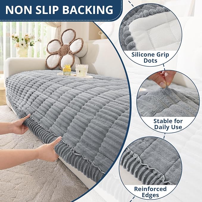 OstepDecor Couch Cover for Dogs, Washable Non Slip Sofa Cover for Pets, Soft Couch Covers for Sofa, Loveseat and Sectional, Furniture Protector Against Pet Hair & Scratches (35.4" x 63", Blue Grey) - Image 5