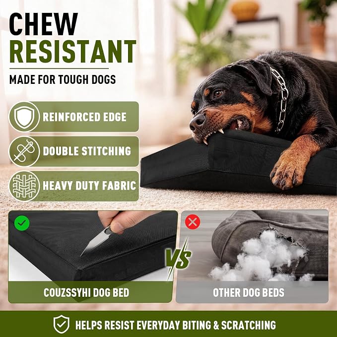 2520D Heavy Duty Indestructible Dog Bed, Chew Resistant Dog Bed, 28"x47" | Outdoor Pet Pad For Large Dogs, 4" Orthopedic Egg Crate Foam, Waterproof Inner Liner, Removable Washable Cover, X-Large - Image 3