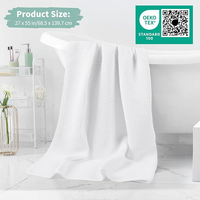 Microfiber Waffle Bath Towels, 4 Pieces, Soft, Absorbent, Fast Drying, Lint Free 430 GSM (27''x55''/68.58 cm x139.7 cm) - Image 5
