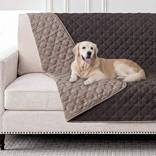 FunFurry Waterproof Dog Blanket, Couch Cover for Dogs Washable, Reversible Dog Bed Cover, Couch Furniture Protector. (Dark＆Light Brown, 52 X 82 Inch - 1 Pack) by FUNUPFURRYLIFE