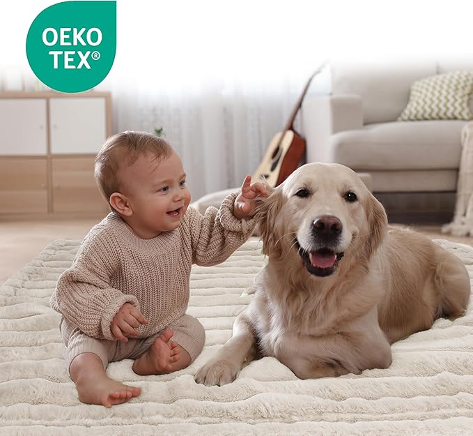 Waterproof Pet Blanket for Large Dogs & Cats - Reversible Calming Plush, Washable Furniture Cover for Couch, Bed, Car Seat, Blocks Leaks, Stains & Pet Fur (Cream, 60"x80") - Image 3
