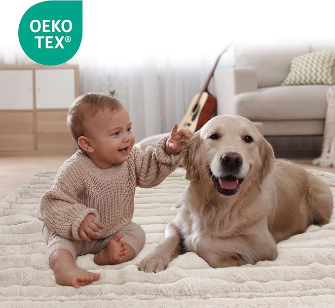 Waterproof Pet Blanket for Large Dogs & Cats - Reversible Calming Plush, Washable Furniture Cover for Couch, Bed, Car Seat, Blocks Leaks, Stains & Pet Fur (Cream, 30"x40") - Image 3