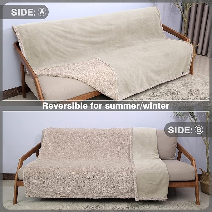 Catalonia Waterproof Blanket for Bed, Reversible Leakproof Throw | 50 x 60 Inch, Camel, Washable Protector Cover for Couch and Sofa, Stain Proof Blanket for Pets, Kids and Everyday Spills - Image 6