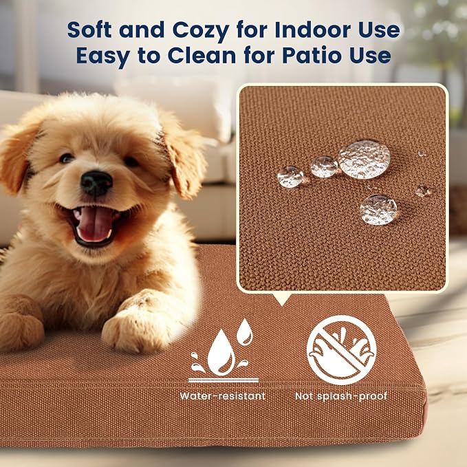 Miguel Durable Canvas Dog Bed for Medium Small Pet Outdoor Dogs Pad 14 Ounce Canvas Waterproof Pet Pillow with Removable Washable Cover, 30 x 20 inch, Caramel - Image 2