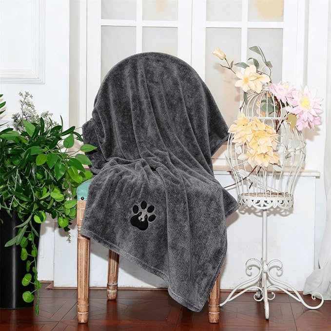 Dogvingpk Extra Large Dog Towel 2 Pack, Super Absorbent Soft Quick Drying Microfiber Pet Bath Towels for Large & Medium Dogs (XL-55" * 36", Grey and Black) - Image 4