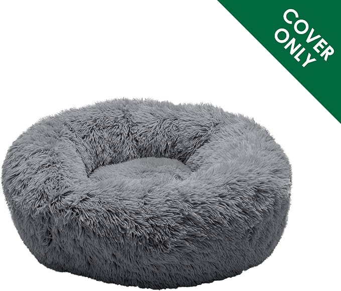 Furhaven Replacement Donut Dog Bed Cover Plush Long Faux Fur Calming Cuddler, Machine Washable - Gray, Medium - Image 2