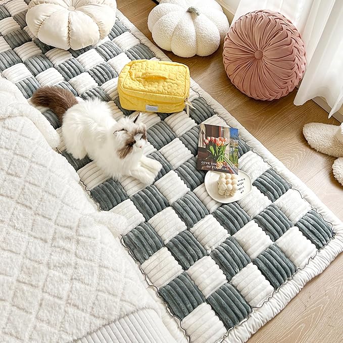 LiveGo Couch Cover for Dogs Washable, Sofa Cover Protector, Couch Covers for 3 Cushion Couch Sofa Pet Friendly, Soft, Non Slip (Cream Blue, 45x45 cm/17.7x17.7 in) - Image 7