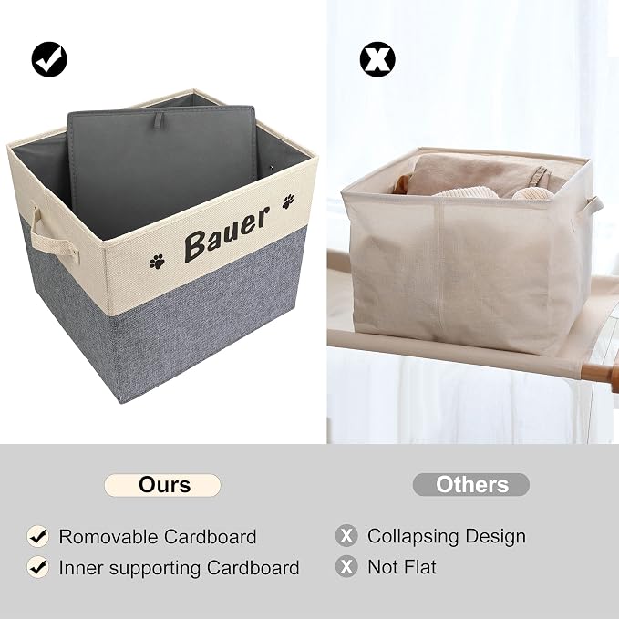 PET ARTIST Large Dog Toy Basket, Custom Toy Bin Box Personalized with Pet's Name, Collapsible Pet Storage Baksets With Handle for Living Room Area Hold Blankets,Accessories- Grey - Image 6