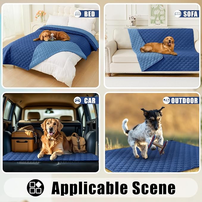 Smiry Waterproof Dog Bed Cover Blanket, Soft Reversible Pet Blanket, Washable Leakproof Cats Dogs Couch Cover for Sofa, Couch, Furniture (30x53 Inch, Navy/Blue) - Image 7