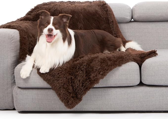 gogobunny Waterproof Dog Blanket for Couch & Furniture Protection - Super Soft Reversible Throw for Large Dogs & Cats, Calming Washable Fur & Sherpa Pet Blanket (40x50 Inch, Chocolate) by gogobunny