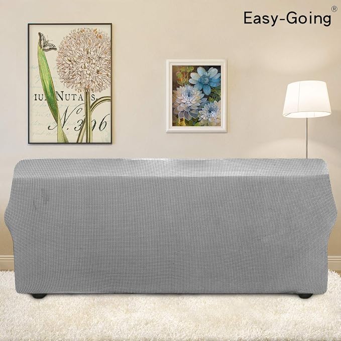Easy-Going Stretch 4 Seater Oversized Sofa Couch Cover Light Gray | 1-Piece Extra X-large Sofa Cover Furniture Protector Couch Soft with Bottom for Kids, Spandex Jacquard - Image 3