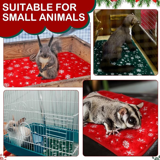 Tudomro 8 Pcs Guinea Pig Blankets Absorbent Washable Animal Fleece Bedding Cage Liners Waterproof Reusable Pet Pee Sleep Mat Pad Cover for Chinchilla Hamster Ferret(Snowflake,16 x 24 Inch) - Image 5