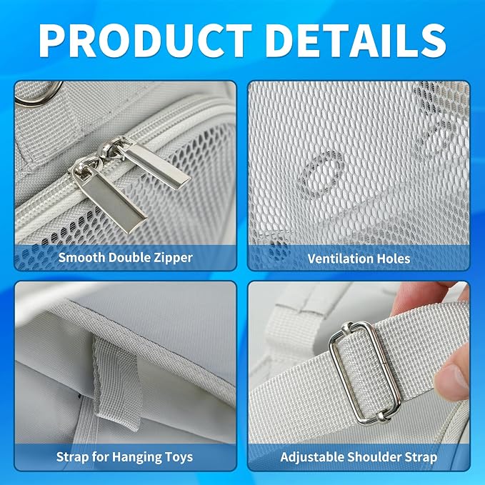 Small Bird Carrier Bag, Portable Travel Parrot Parakeet Carrier Cage with Perch and Easy Clean Tray, Lightweight Bird Backpack for Vet Visit Shopping and Outdoor Adventure - Image 6
