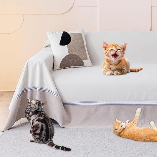 Loiion Cat Scratch Proof Furniture Protector Waterproof Sofa Cover 118"x91" | Pet-Friendly Couch Protector, Anti-Scratch & Anti-Slip Sofa Cover For Cats Dogs Kids, Machine Washable by Loiion