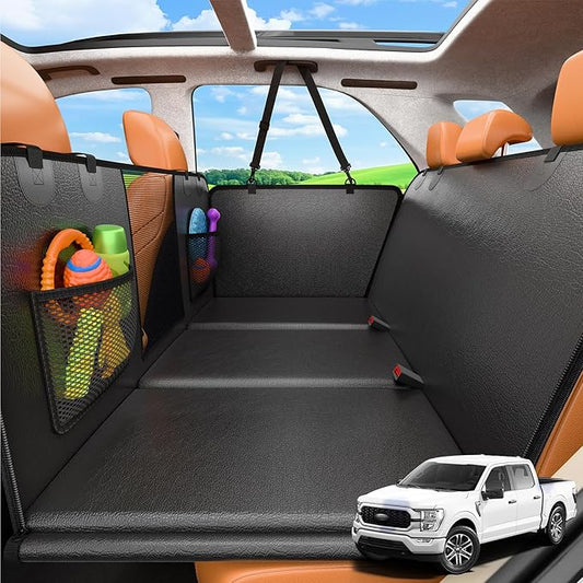 URPOWER PU Leather Dog Back Seat Extender for Full-Size Crew Cab Trucks | Supports 550 lbs, Stable 3-Panel Hard Bottom, Added High-Density Foam for Comfort, Waterproof 900D Oxford, 45% More Space by URPOWER