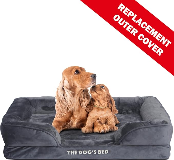 The Dog’s Bed Orthopedic Bolster Dog Bed Replacement Outer Cover - for CertiPUR-Certified Foam Beds, Flannel Fabric, Grey, Large - Image 3