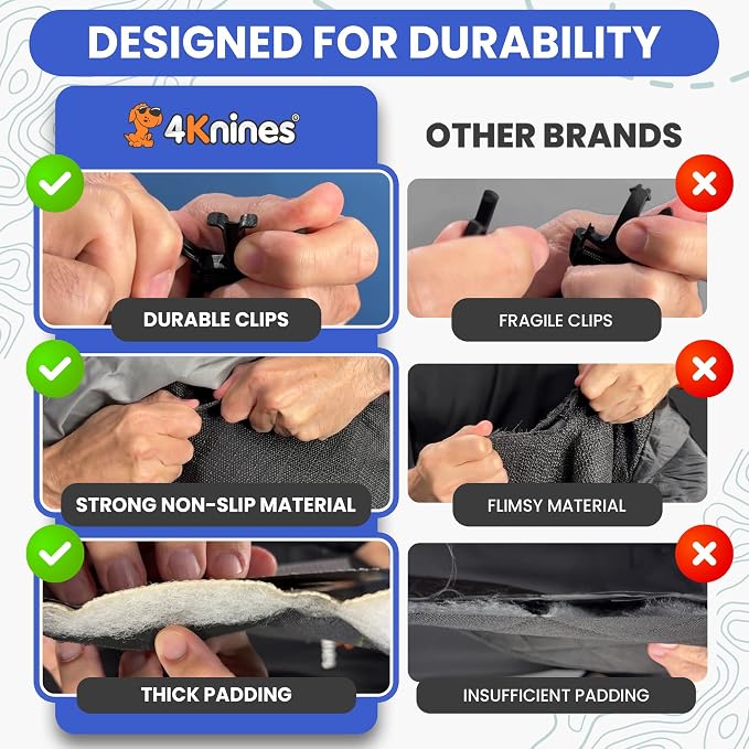 4Knines Split Cargo Liner for SUV – for Dogs & Pets, Heavy-Duty, Waterproof Trunk Mat & Cargo Cover – Fits 60/40 Split Bench & Armrest Pass-Through – Machine Washable, Non-Slip (Extra Large, Black) - Image 9