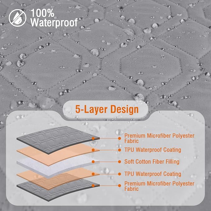 VANSOFY Sectional Couch Covers 100% Waterproof L Shaped Sofa Slipcover 3pcs Reversible Chaise Lounge Cover for Sectional Sofa Furniture Protector Cover for Pets Cat Dog(X-Large, Light Gray) - Image 5