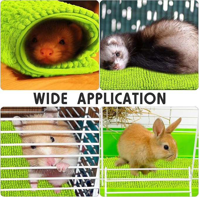 Amylove 4 Pcs Guinea Pig Cage Liner 16 x 24 Inch Washable Chenille Pee Pads Pet Dog Cat Bedding Training Mat Reusable for Small Animals Puppy Bunny Hamster Chinchilla - Image 2