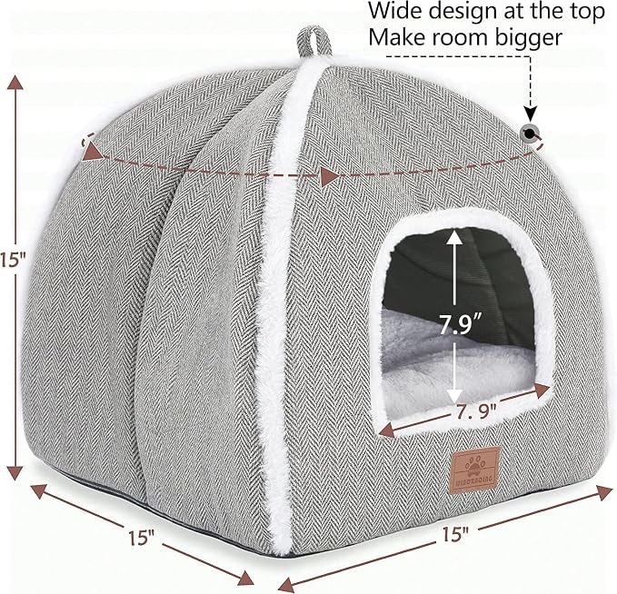 Cat Bed for Indoor Cats - Cat Cave Bed Cat House Cat Tent with Removable Washable Cushioned Pillow, Soft and Self Warming Kitten beds, for Small and Medium Cat Beds & Furniture - Image 5