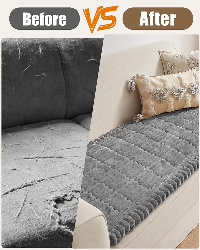 Couch Cover for Dogs Cats, Non Slip Washable Pet Sofa Protector, Plush | Polyester plush, non-slip silicone, machine washable, sofa sectional loveseat recliner, fur scratches muddy paws protection - Image 5