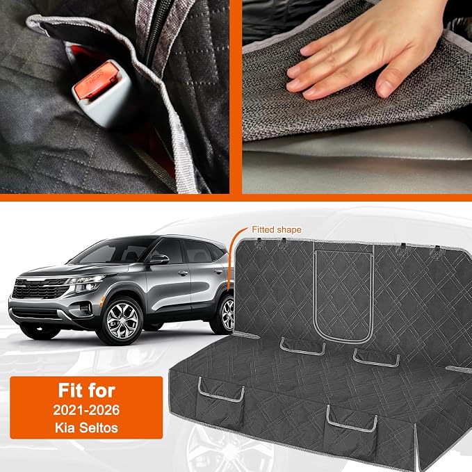 Dog Car Seat Cover for 2021-2026 Kia Seltos | Waterproof Pet Bench Seat Cover for Back Seat, 600D Heavy Duty Scratch Proof Nonslip Truck Seat Covers for Dogs - Image 2