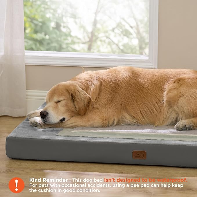 Bedsure ComfyFleece XXL Dog Bed for Crate with Washable Cover, 47x29 | Orthopedic Egg Crate Foam Pet Mat,Removable Cover, Nonslip Bottom,Not Waterproof,Not Chewproof,For Extra Large Breeds ≤100lbs - Image 2