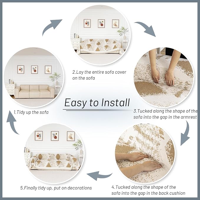 MYSKY HOME Couch Cover for Sectional Sofa Set,Boho Furniture Protector, Sofa Cover Washable for Pets, Couch Covers for 3 Seat Sofa, Chenille Multi-Use Throw Blanket, 71" X134" - Image 6