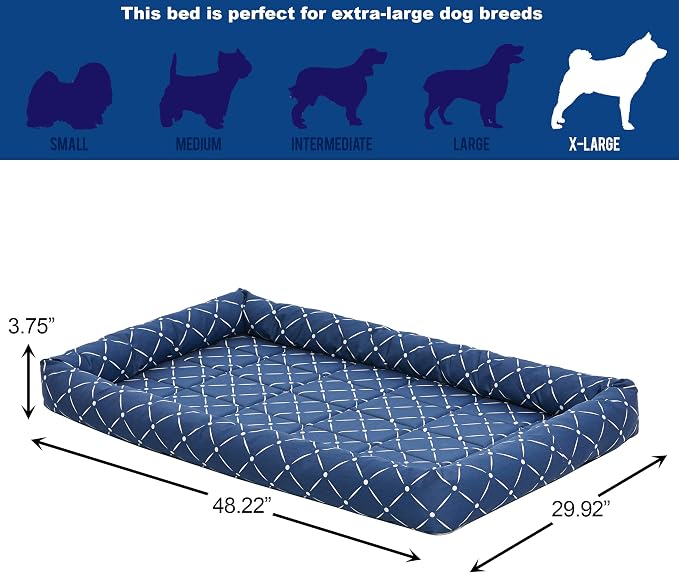 Midwest Homes for Pets 40248-BLD Quiet Time Couture Ashton Bolster Pet Bed, X-Large Dog/48, Blue - Image 5