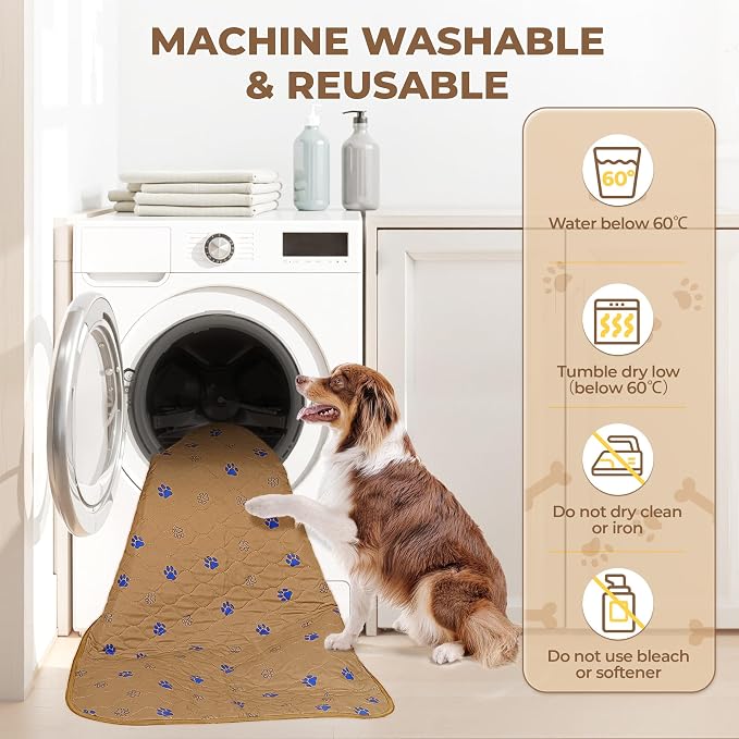 Fostanfly Washable Dog Pee Pads, 1 Pack 24''x96''(2x8ft) Runner Rug, Brown | Reusable Potty Training Pads for Dogs, Waterproof, for Playpen, Crates & Furniture - Image 4