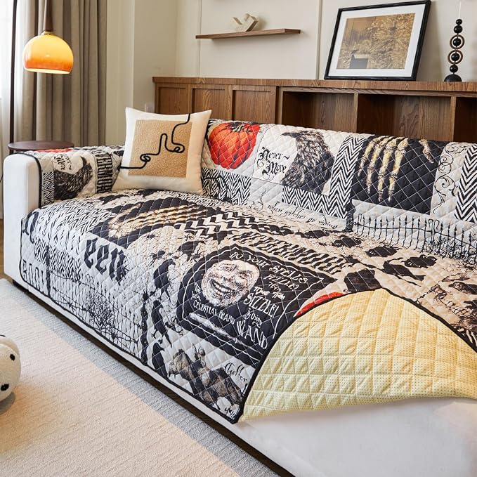 EVENHUG Halloween Sofa Cover for Festival Home Decorations Slipcover Furniture Protector Washable Couch Cover with Non Slip and Elastic Straps for Kids Pets Dogs (Sofa) - Image 4