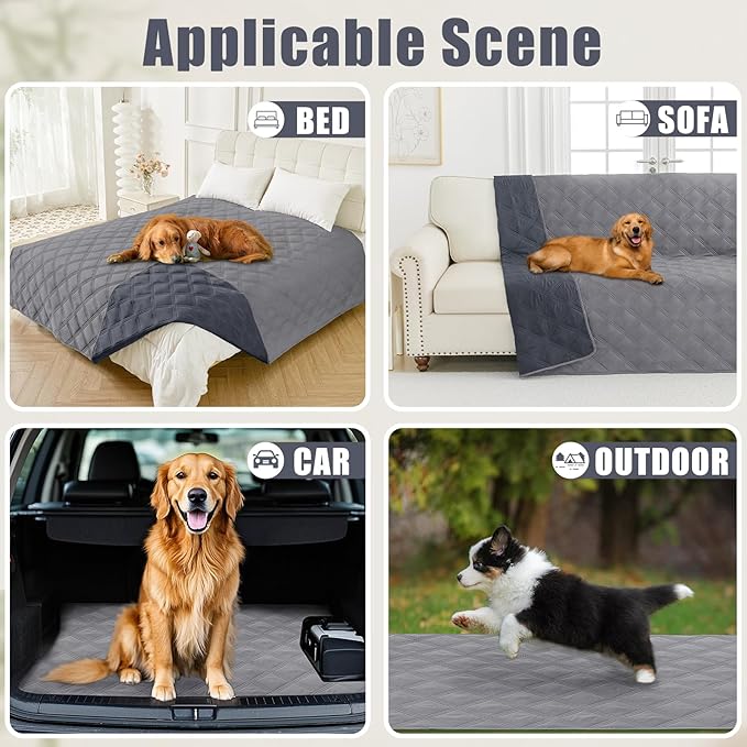 Smiry Waterproof Dog Bed Cover, Reversible Pet Blanket for Sofa Couch | Soft Washable Dog Blanket, Leakproof Couch Cover for Dogs Cats & Furniture Protection, 68x82, Grey/Dark Grey - Image 5